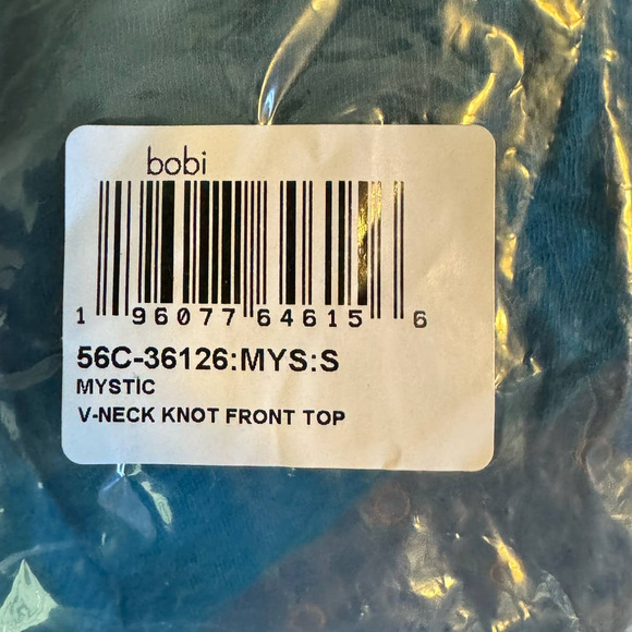 Bobi Mystic Blue V-Neck Knot Front Top NWT Size Small - Picture 7 of 7